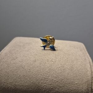Blue and Gold Bird Pin